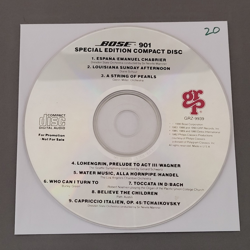 Bose 901 Special Edition Compact Disc by Various (CD, 1990)Classical - DISC ONLY